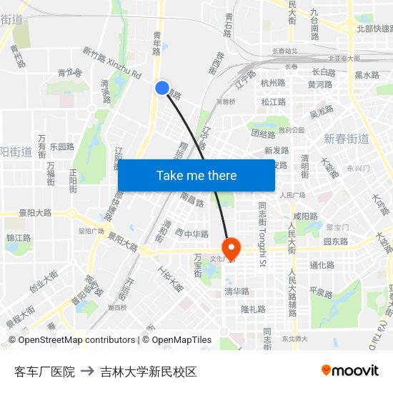 客车厂医院 to 吉林大学新民校区 map