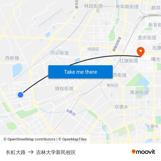长虹大路 to 吉林大学新民校区 map