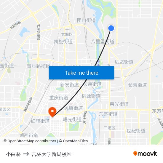 小白桥 to 吉林大学新民校区 map