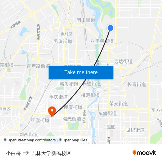 小白桥 to 吉林大学新民校区 map
