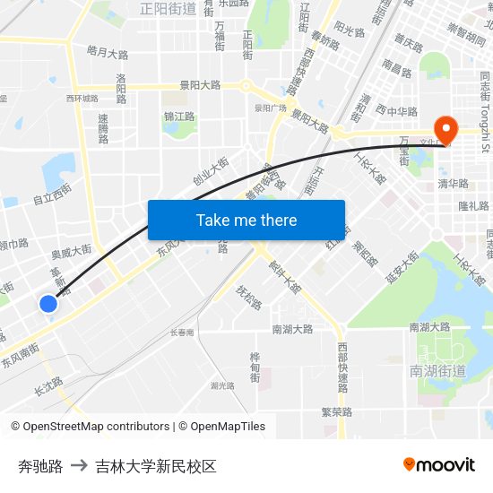 奔驰路 to 吉林大学新民校区 map