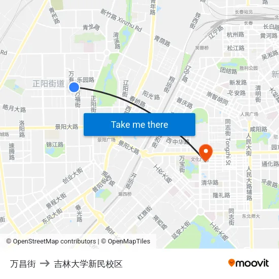 万昌街 to 吉林大学新民校区 map