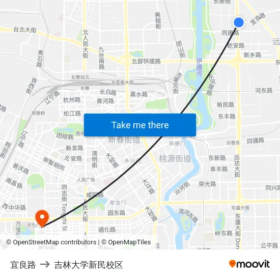 宜良路 to 吉林大学新民校区 map