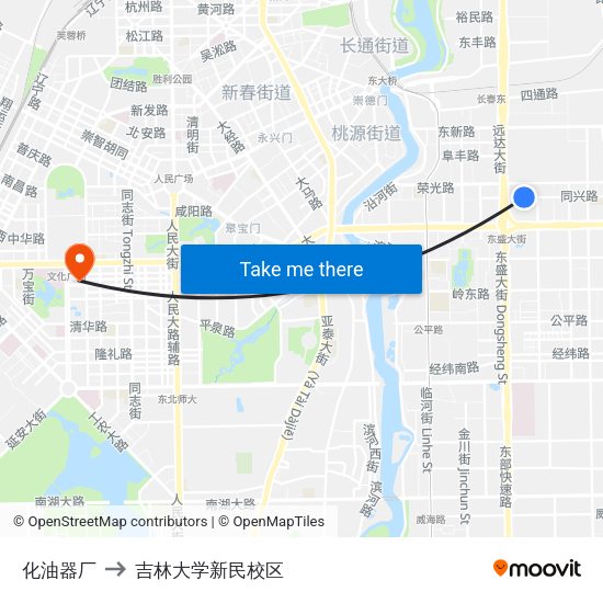 化油器厂 to 吉林大学新民校区 map