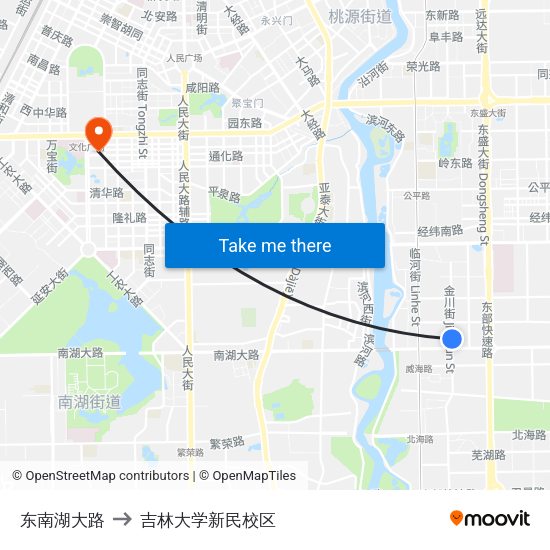 东南湖大路 to 吉林大学新民校区 map
