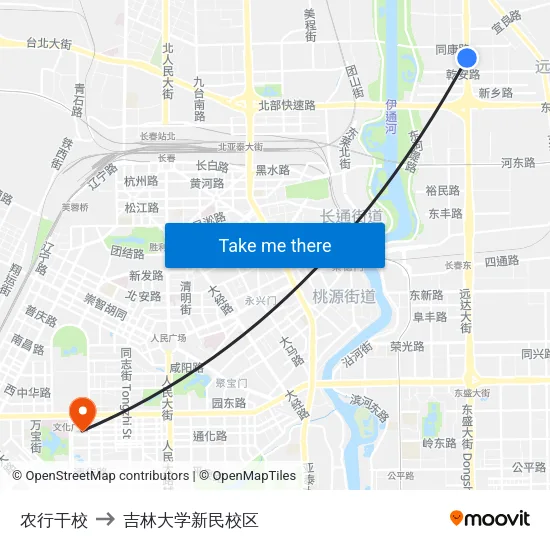 农行干校 to 吉林大学新民校区 map