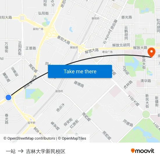 一站 to 吉林大学新民校区 map