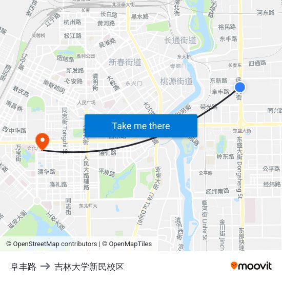 阜丰路 to 吉林大学新民校区 map