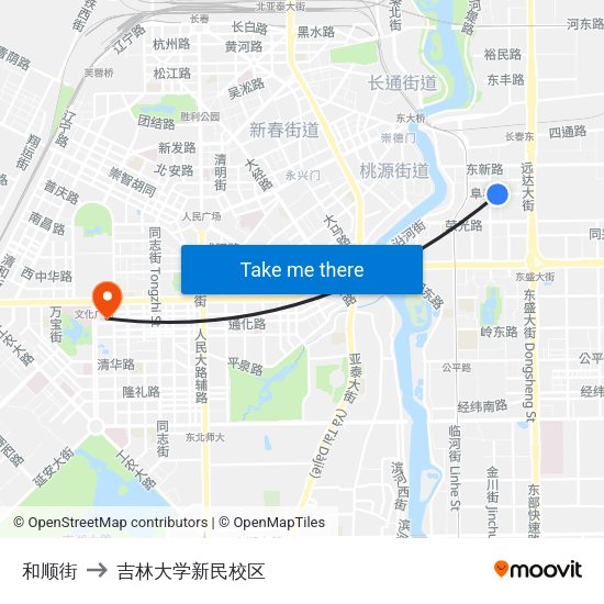 和顺街 to 吉林大学新民校区 map