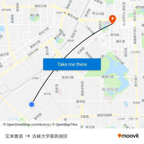 宝来雅居 to 吉林大学新民校区 map