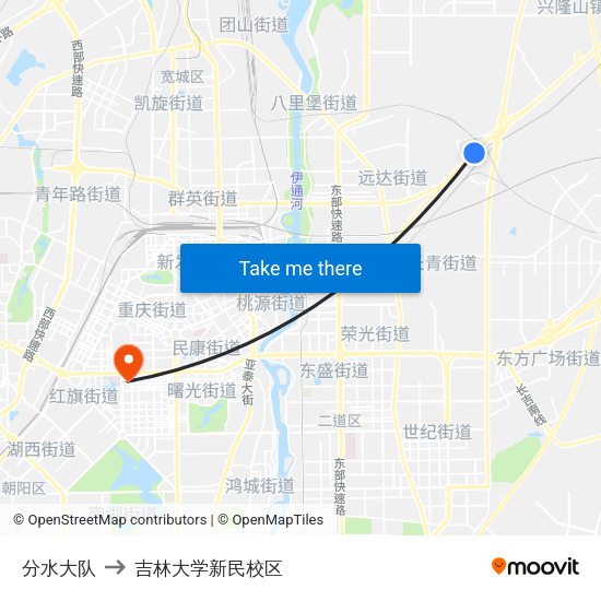 分水大队 to 吉林大学新民校区 map