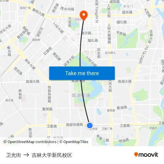 卫光街 to 吉林大学新民校区 map