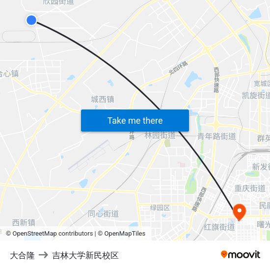 大合隆 to 吉林大学新民校区 map