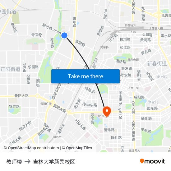 教师楼 to 吉林大学新民校区 map