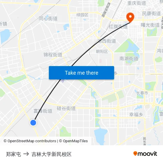 郑家屯 to 吉林大学新民校区 map