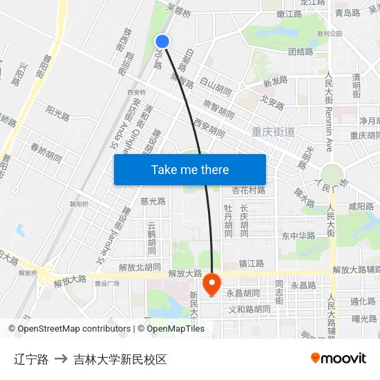 辽宁路 to 吉林大学新民校区 map