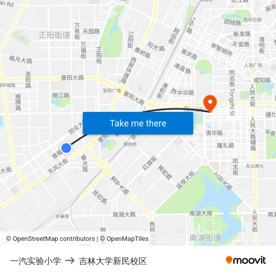 一汽实验小学 to 吉林大学新民校区 map