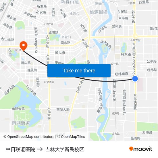 中日联谊医院 to 吉林大学新民校区 map