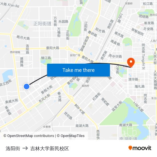 洛阳街 to 吉林大学新民校区 map