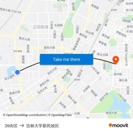 26街区 to 吉林大学新民校区 map