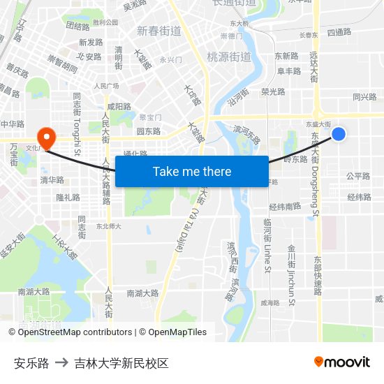 安乐路 to 吉林大学新民校区 map