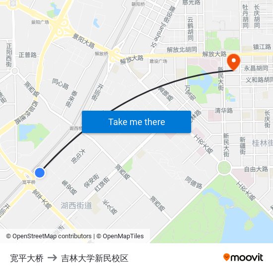 宽平大桥 to 吉林大学新民校区 map