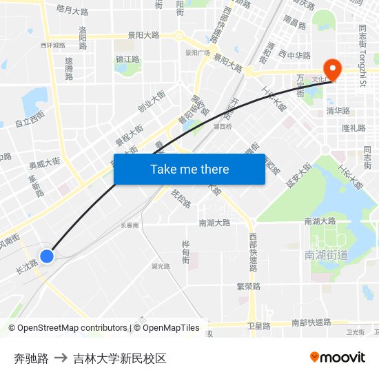 奔驰路 to 吉林大学新民校区 map