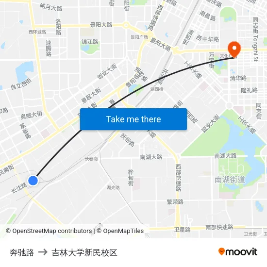 奔驰路 to 吉林大学新民校区 map