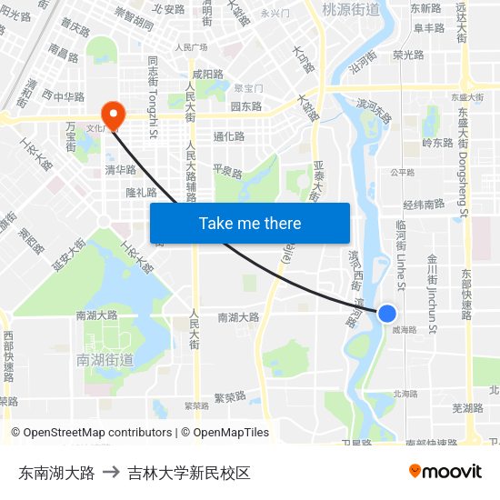 东南湖大路 to 吉林大学新民校区 map