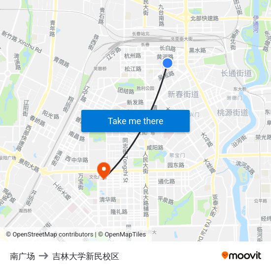 南广场 to 吉林大学新民校区 map