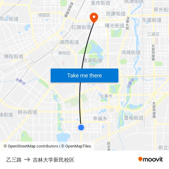 乙三路 to 吉林大学新民校区 map