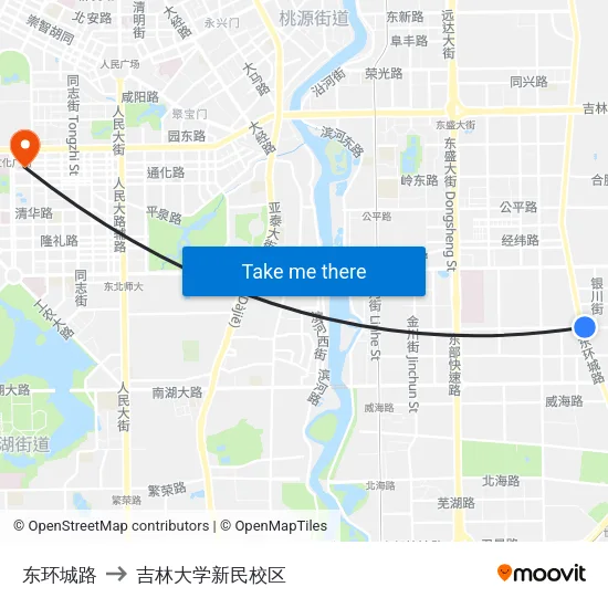 东环城路 to 吉林大学新民校区 map