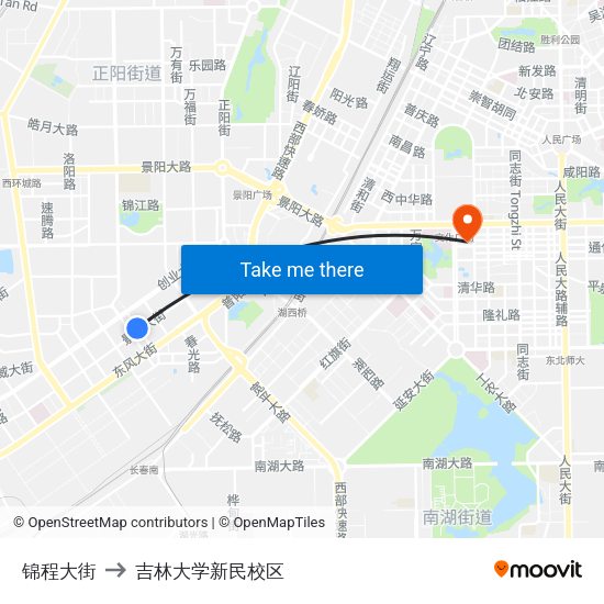 锦程大街 to 吉林大学新民校区 map