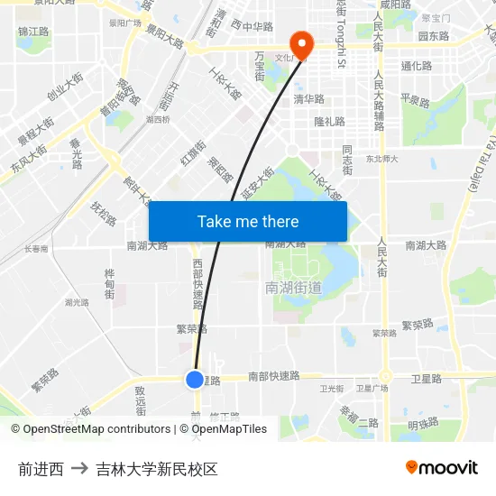 前进西 to 吉林大学新民校区 map