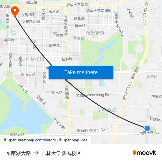 东南湖大路 to 吉林大学新民校区 map