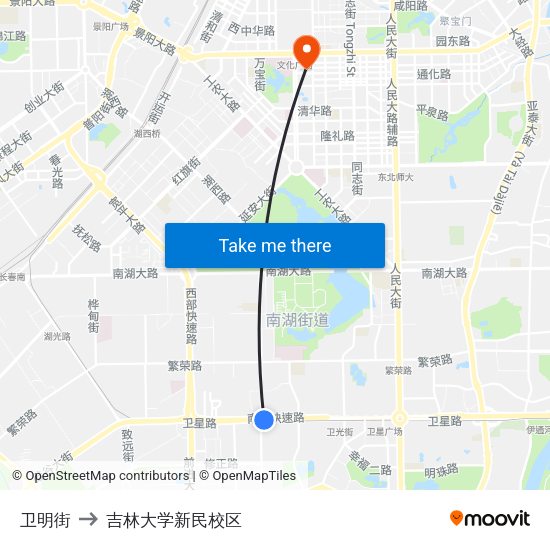 卫明街 to 吉林大学新民校区 map