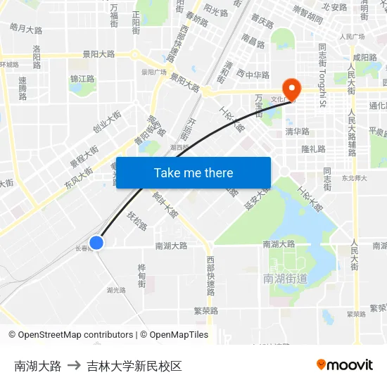 南湖大路 to 吉林大学新民校区 map