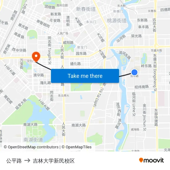 公平路 to 吉林大学新民校区 map