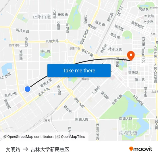 文明路 to 吉林大学新民校区 map