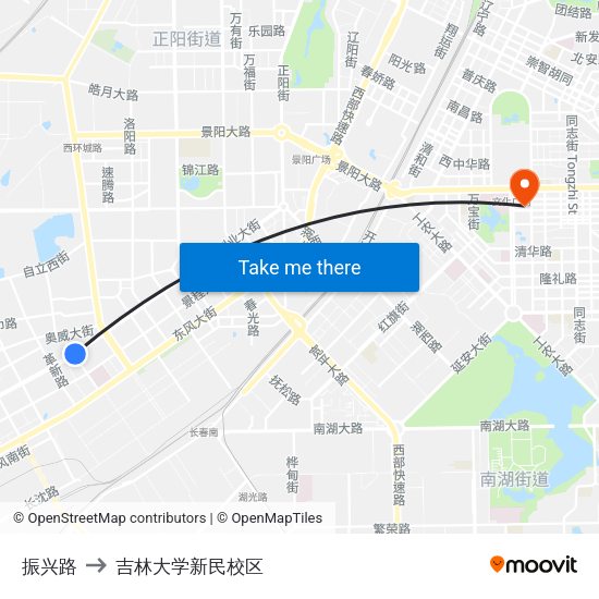 振兴路 to 吉林大学新民校区 map