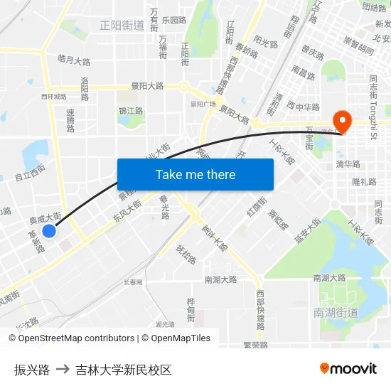 振兴路 to 吉林大学新民校区 map