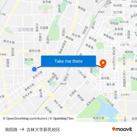 南阳路 to 吉林大学新民校区 map