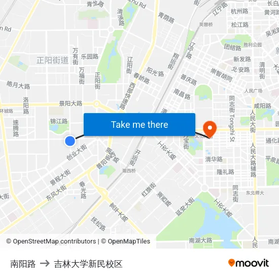南阳路 to 吉林大学新民校区 map