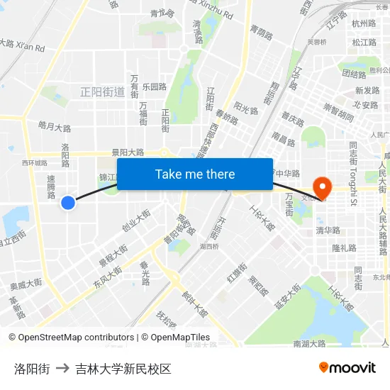 洛阳街 to 吉林大学新民校区 map