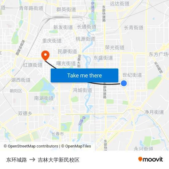 东环城路 to 吉林大学新民校区 map