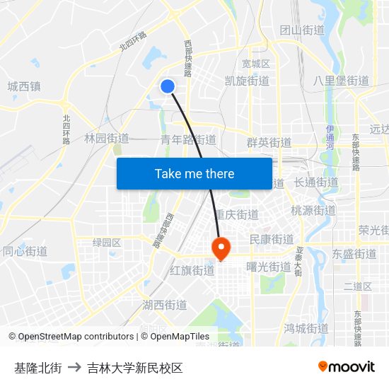 基隆北街 to 吉林大学新民校区 map