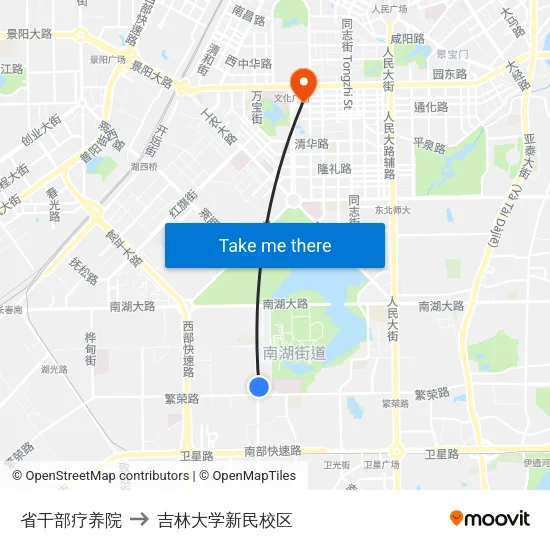 省干部疗养院 to 吉林大学新民校区 map