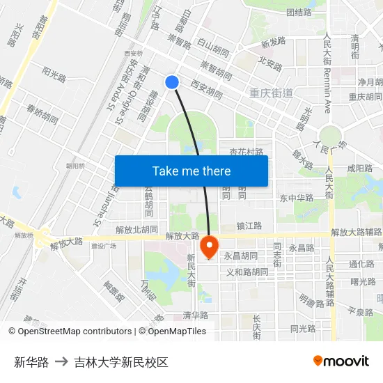 新华路 to 吉林大学新民校区 map