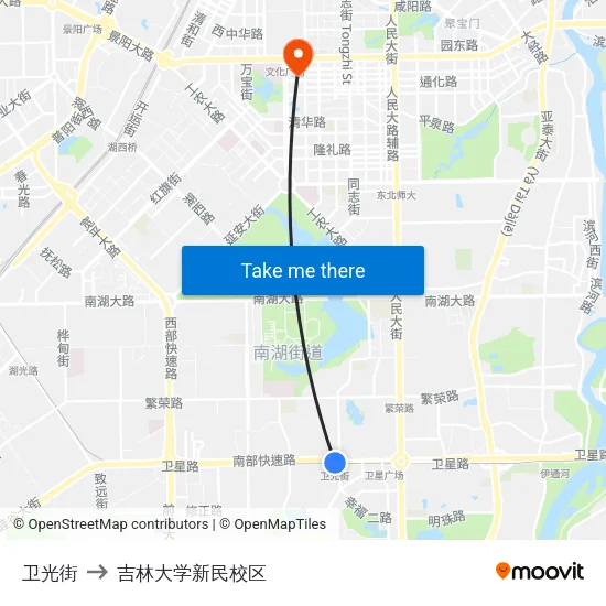 卫光街 to 吉林大学新民校区 map