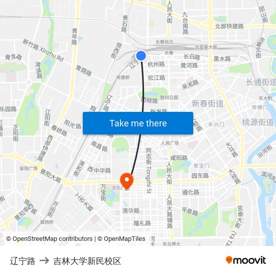 辽宁路 to 吉林大学新民校区 map
